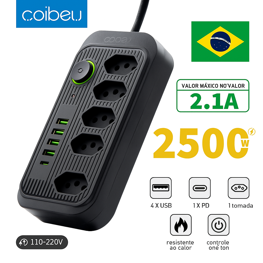 Extensão de tomada USB